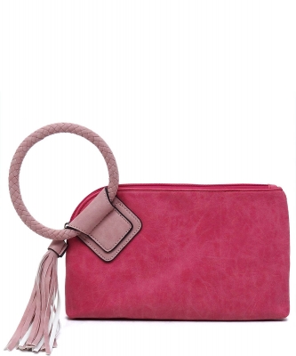 Fashion Cuff Handle Tassel Wristlet Clutch BP204 HOT PINK